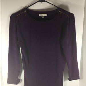 Roz and Ali sweater purple large shoulder zips